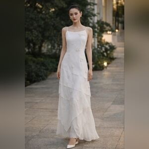 Elegant White Floral Women Dress